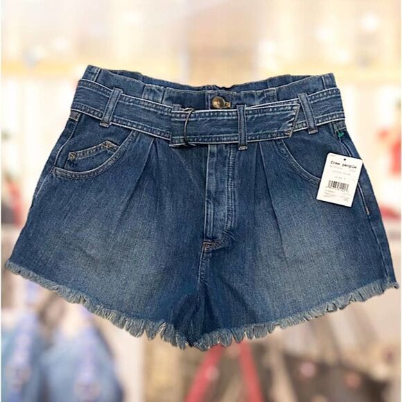 Free People See You Sometimes Cut Off Denim Shorts Livin Blue High‎ Waist S NWT - Picture 1 of 7